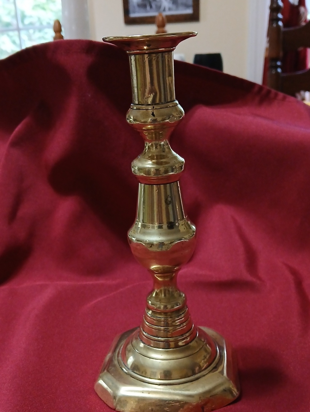 Brass Candlestick Holder in Gold  Behive Style.